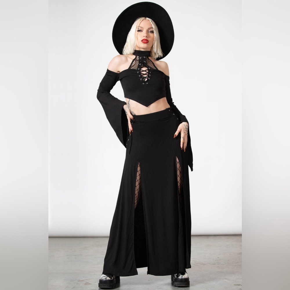 Social collision corset side slit maxi skirt nwot